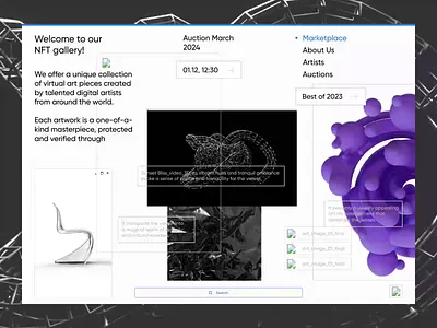 NFT Gallery Website art auction blockchain branding dashboard design desire agency gallery interface landing marketplace nft ui ux web design web page web ui website