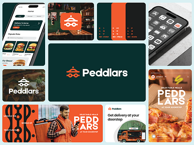 Peddlars - Logo and App Design app design branding creative design custom logo design fast delivery fast food food cloche food logo food service graphic design home delivery illustration interactive design logo peddlers restautant typography ux vector