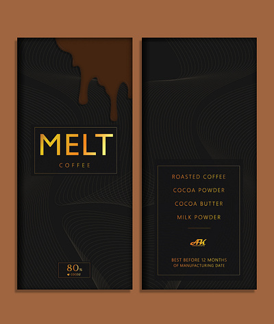 Melt Coffee Bar branding chocolate chocolate pack chocolate packaging design graphic design illustration logo pack packaging typography