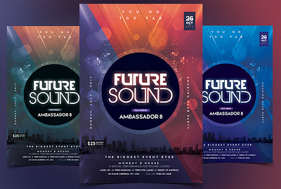 Future Sound PSD Flyer Template colorful flyer event flyer flyer future sound psd flyer template psd flyer psd flyer templates