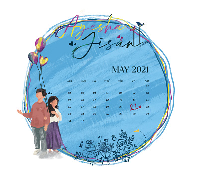 Customized Anniversary/Birthday Calendar graphic design illustration