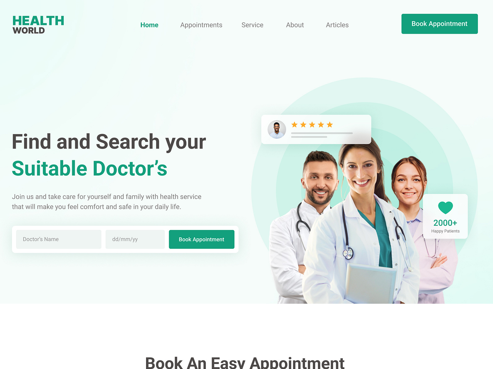 Book Doctor Appointment Landing Page by Rajan Zalavadiya on Dribbble