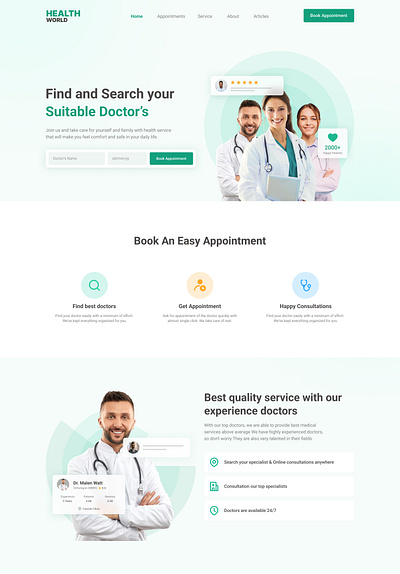 Book Doctor Appointment Landing Page appointment book doctor appointment design doctor doctor website figma design landing page minimal ui uiux website website landing page