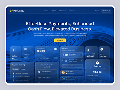 PayLinks - Payment Website Design - Payment Landing Page design eliteflow fintech landing page layout payment web design webflow webflow template website