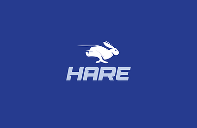 Hare animal branding hare minimalistic play playful rabbit running solid sports sporty tough white