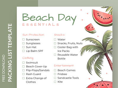 Beach Day Essentials Free Google Docs Template beach day essentials beach day packing list beach essentials beach packing list docs essentials free google docs templates free packing list template free template free template google docs google google docs list packing summer summer essentials summer packing list template