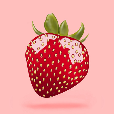 3d glossy red strawberry illustration 3d design design element food graphic design icon illustration png strawberry ui
