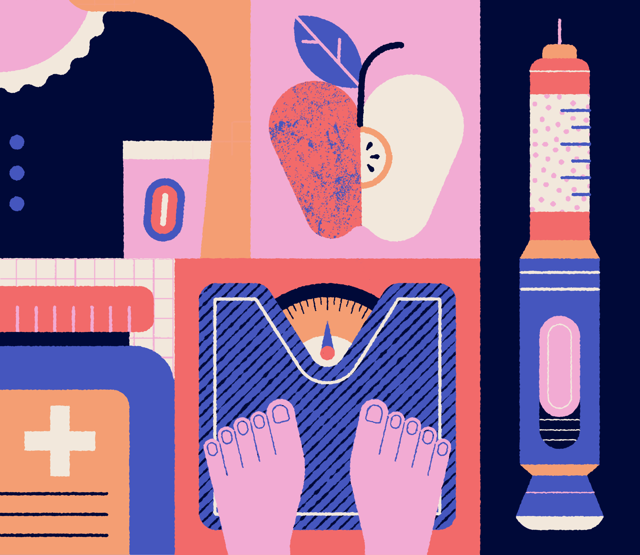 Dibetes and diet abstract adobe illustrator apple design diabetes diet digital food geometric graphic design health healthcare illustration insuline medicine pattern pharma scales vector weight