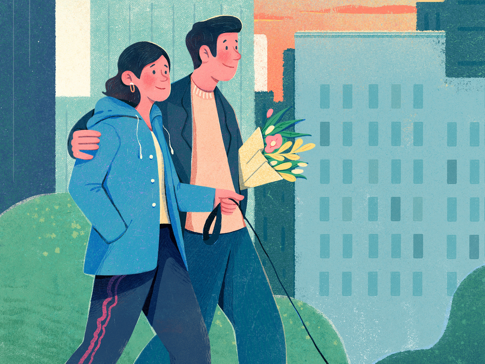 Couple walking by Uran Duo on Dribbble