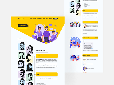 About Us page for Mobcast bold bright carvingdezine design figma graphic design gui design illustration landing page one page website saas ui ui design ui ux user experience user interface ux web ui website ui