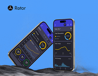 Rotor - renewable energy systems. Mobile app. accessible design app interface mobile app mobile design modern ui portfolio renewable energy uiux