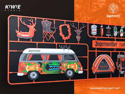 Jagermeister Party Set - Summer Festival Brand Activity booth design brand activation brand design branding festival festival design jagermeister merch merchandise street art wall wall art