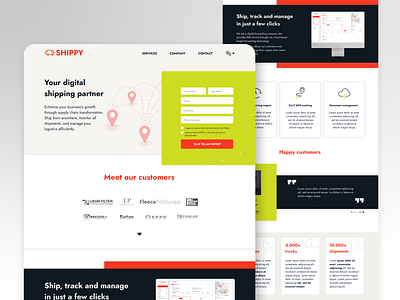 Landing Page Design For a Shipping Company anasayfa arayüz homepage landing page ui user experience user interface ux wireframe
