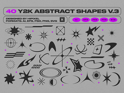 Y2K Abstract Retro Shapes V.3 80s 90s abstract cyberpunk details elements future hud icon modern retro shapes stars vintage y2k