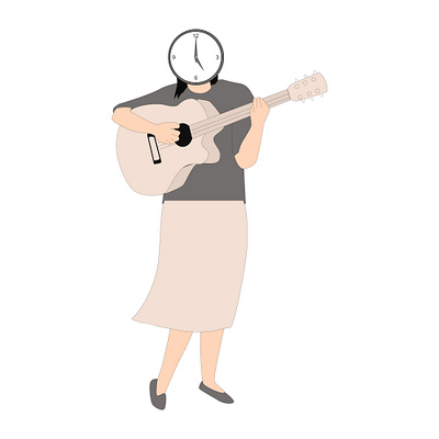 woman playing guitar illustration