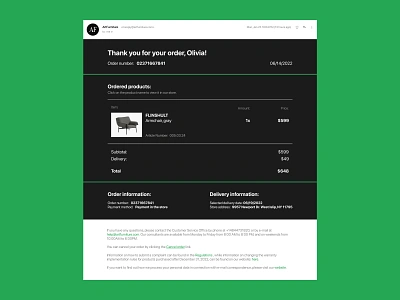 Email Receipt - Daily UI :: 017 017 concept confirmation daily 100 challenge daily ui 017 dailyui dailyui 017 dailyui017 dailyui17 dailyuichallenge design email receipt email template emailreceipt interface receipt ui ui design