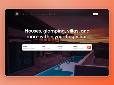 Vacation Stay Booking Concept graphic design typography orange travel ui