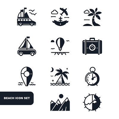 Beach Icon Set beach icon bundle icon icon collection icon set icons tent icon art