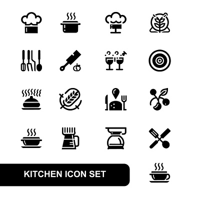 Kitchen Icon Set cooking espresso machine illustration icon icon bundle icon set icons illustration kitchen vector
