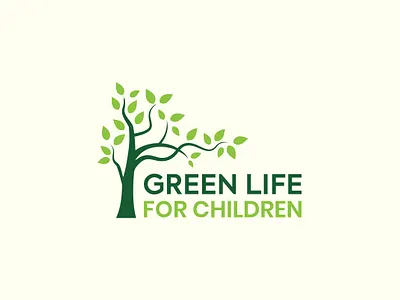 Green line for children logo design branding children logo creative logo logo design modern logo natural logo tree logo unique logo