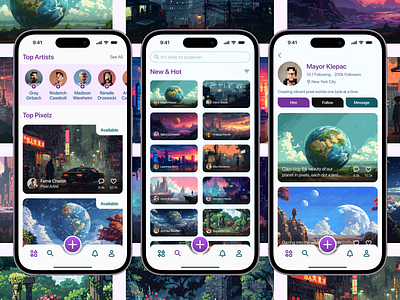 Pixel Art - App Concept app app design artists branding clean design design system graphic design interface design ios pixel pixel art product design research simple ui ui design user interface ux ux design
