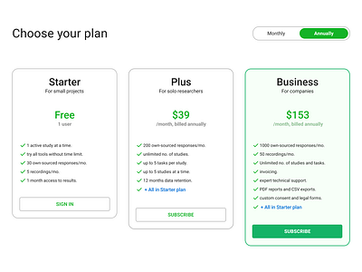 Pricing Cards UI cards plan pricing ui