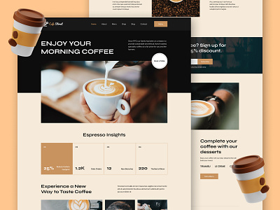 Café Street☕ Website UI Design cafe street coffee shop design graphic design landing page ui ui design ui ux web design website design