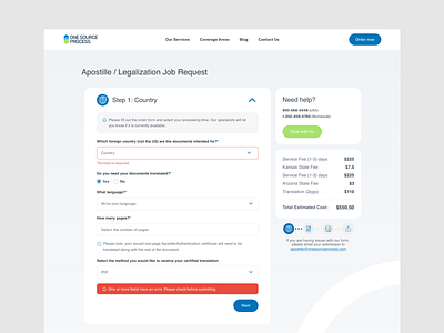 Apostille Page Ui ai apostille company company website design form form ui product product design product ui ui user ui ux website ui