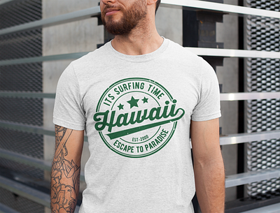 Surfing hawaii Typography T-shirt Design custom t shirt hawaii t shirt illustration surfing tshirt t shirt t shirt design typography typography t shirt design