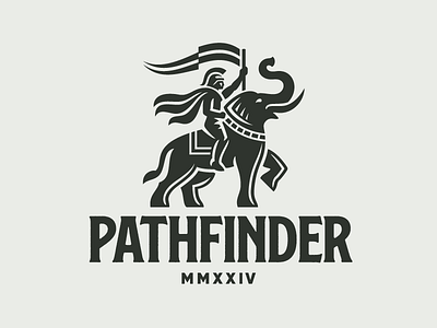 Pathfinder branding concept design elephant illustration knight logo rider
