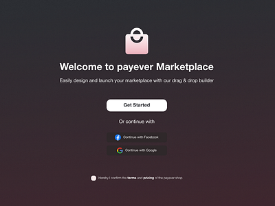 Welcome page payever cleandesign dashboard dekstop figma marketpage marketplace payever uidesign uiux uiwebsite website welcomepage