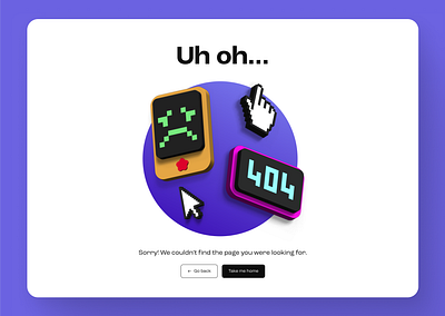 DailyUI #8 - 404 Page 3d 404 404 error 404 page dailyui design error page figma graphic design illustration ui ui design uidesign ux