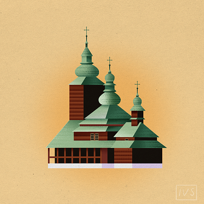 Wooden Church in Pyrohiv, Kyiv adobe illustrator architecture building church design easter illustration kyiv pyrohiv texture vector wooden