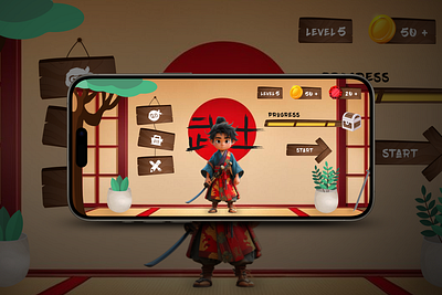 Mobile game "History of Ninja" design game graphic design illustration ui ux web design