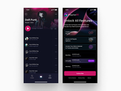 Playlist Music App Design animation app branding design figma graphic design illustration landingpage logo music paywall premium ui uidesign ux vector