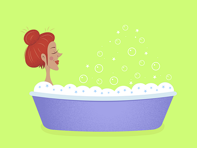 Woman in the bathtub adobe illustrator bathroom bathtub branding design female character girl graphic design illustration ui ux vector woman woman in the bathtub womens relaxation young woman