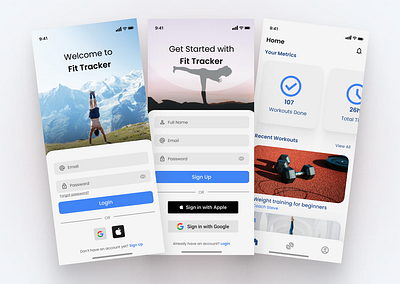Fit Tracker App app exercise figma fit fitness health ios mobile tracker ui ux