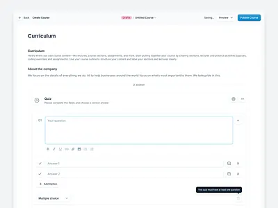 Quiz Details creating dashboard dashboard ui editing modern ui notion style quiz saas