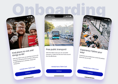 Tallinn City Card Guide - Onboarding app design design ui ux uxui