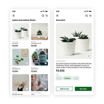 Plant- Mobile Application app design design list of products mobile design plant app product pages ui uiux ux