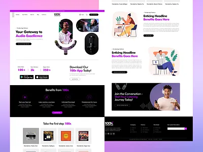 100xOffers.com Podcast Website Landing Page graphic design logo ui