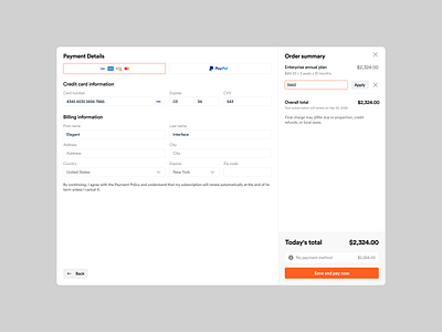Payment details page card checkout clean credit card dashboard data design filters finance navigation payment payment details popup segmented control sidebar sorting table toggle ui ux