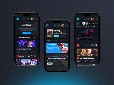 Esports Gaming Platform ✦ app dark dashboard design mobile mobile design phone ui ux