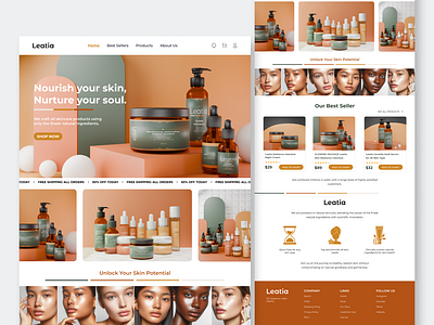Leatia Skincare Website✨ 3d branding figma green skin care ui website design