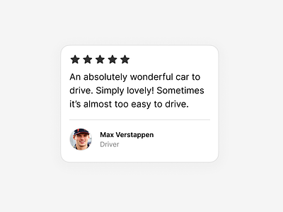 Testimonials — Daily UI #039 app daily daily ui daily ui 039 daily ui 39 f1 feedback figma formula 1 max vestappen racing rating red bull review reviews testimonial testimonials testimony ui ux