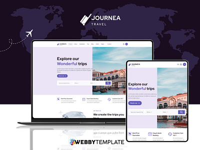 Journeya HTML5 & TailwindCSS Template for Travel Agency airplane ticket booking system designer dribbble best shot headless cms template online hotel booking online ticket booking popular design travel agency travel agency landing page travel agency website travel agent website template travel business travel html template travel website travell agency uiux webbytemplate website for travel agency