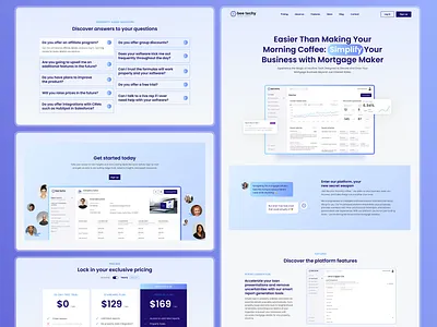 SaaS Website Concept | Mortgage Management Platform blue interface branding concept cta cta section dailyui dashboard design faq home page illustration inspiration loan officer mortgage mortgage platform pricing real time data saas ui website design
