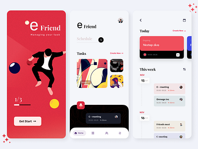 E-Friend App 3d animation app design app ui branding figma graphic design interface logo mobile app motion graphics ui uiux design user interface design ux