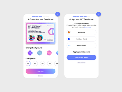 Customize your Certificate ai dapp defi design nft nft design platform design product product design ui ux ux design web3 web3 design