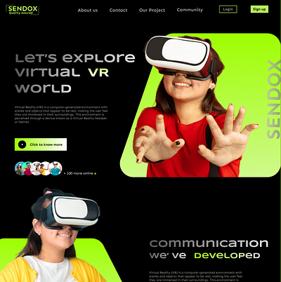 SENDOX - Virtual Reality Services Landing Page Website 3d animation branding graphic design logo motion graphics ui